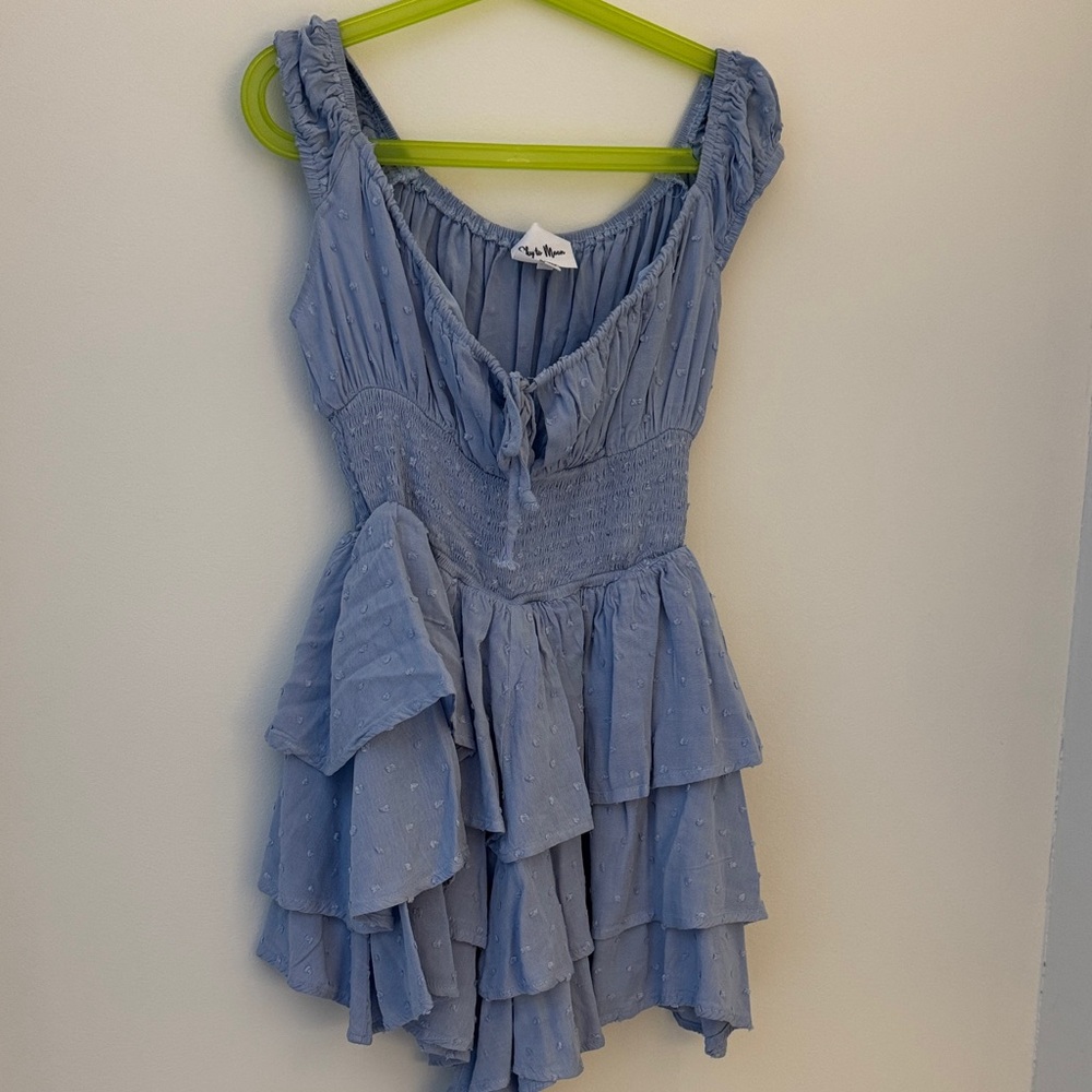 Sky Moon Light Blue Ruffled Jumper